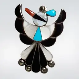 Zuni Sterling Silver Thunderbird Pendant Or Brooch