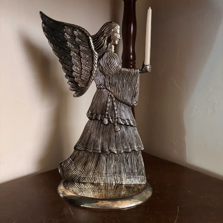 Vintage Intl Silver Co Silver Plated Angel Candle Holder