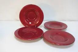 Pottery Barn Sausalito Merlot Red 8" Dessert Salad Bread Plates set of 4 Retired
