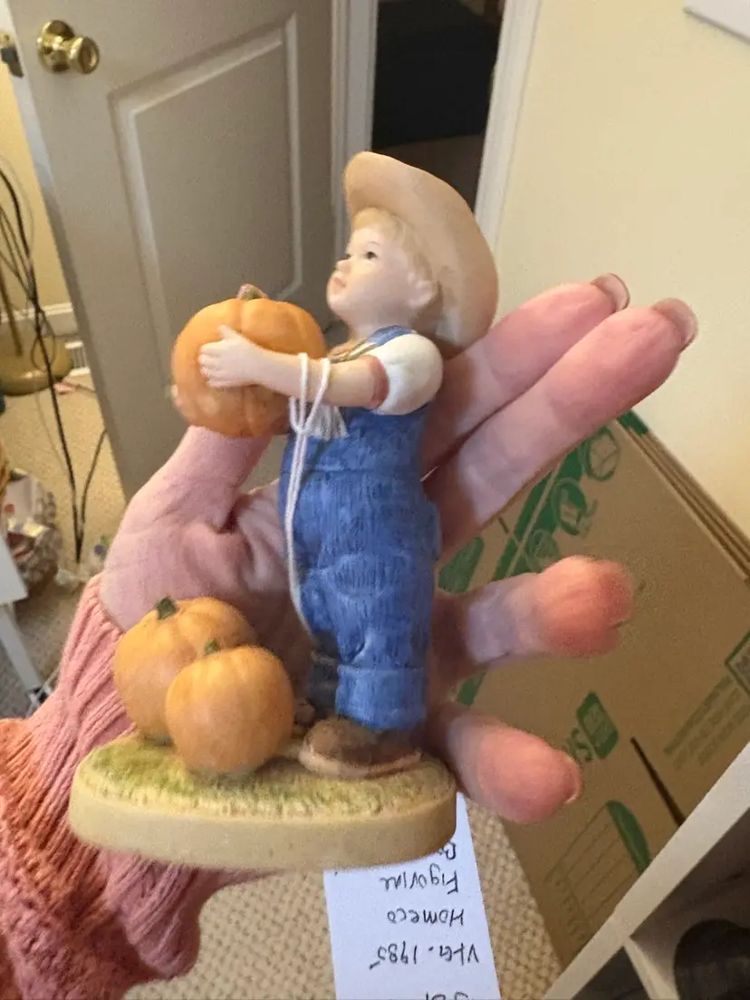 Vintage Enesco Denim Days Pumpkin Figurine