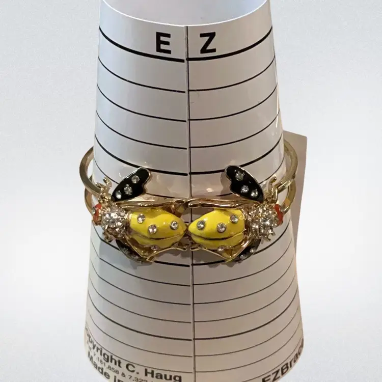 Double Bee Motif Gold Tone, Cuff Bracelet