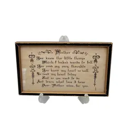 Vintage Framed Mothers Day Poem Wall Art With Black & Gold Accents