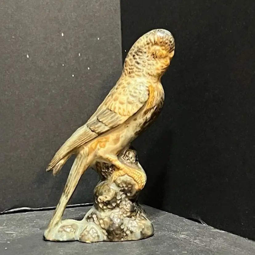 Parakeet Figurine In Earthtones, Very Beautiful, Vintage  ~4.5” x 2.5” x 1.5”