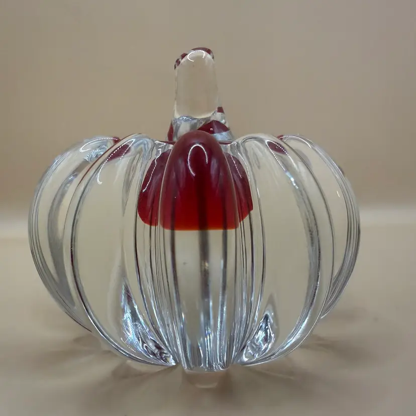 Glass Vampire Pumpkin Red Center Polished Bottom 2.5”