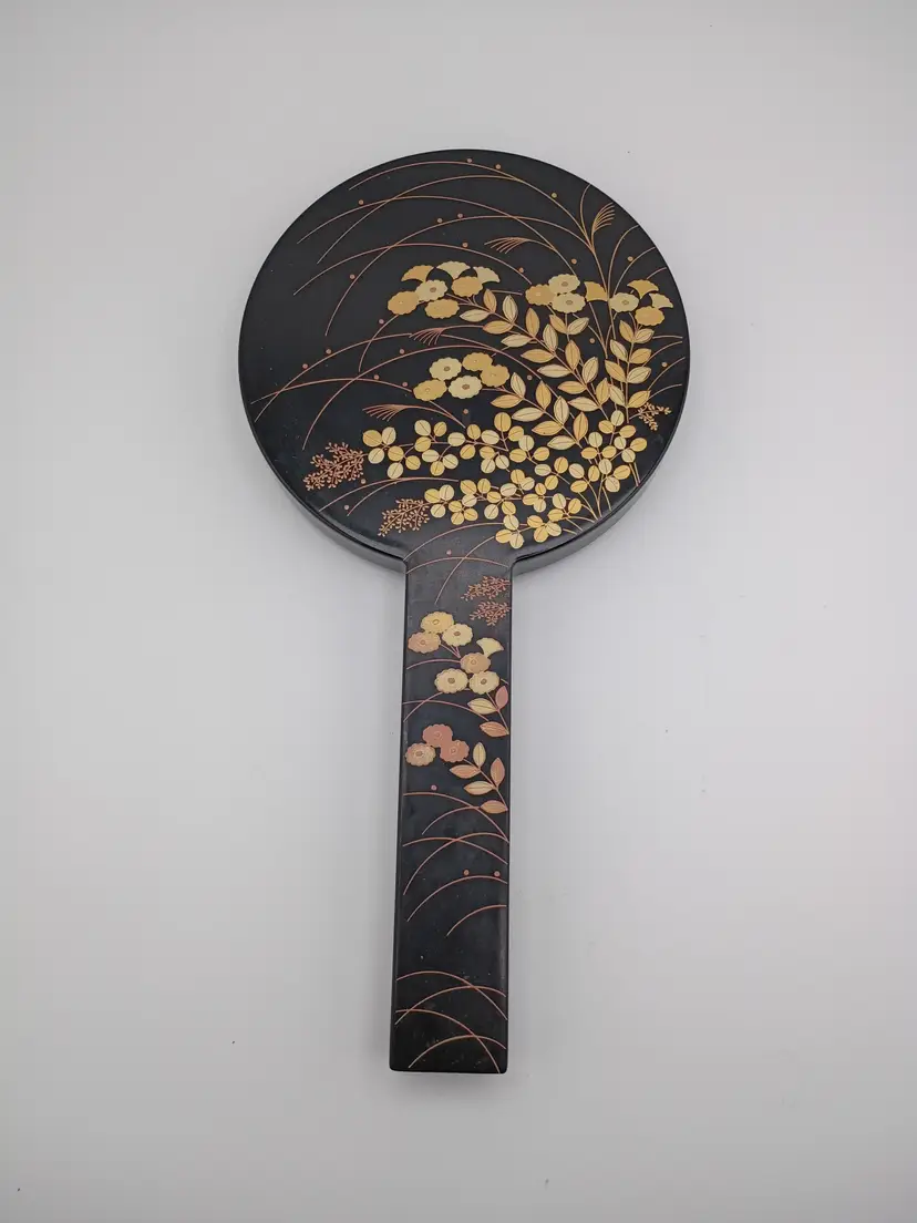 Vintage Shiseido lacqerware 2 piece hand mirror