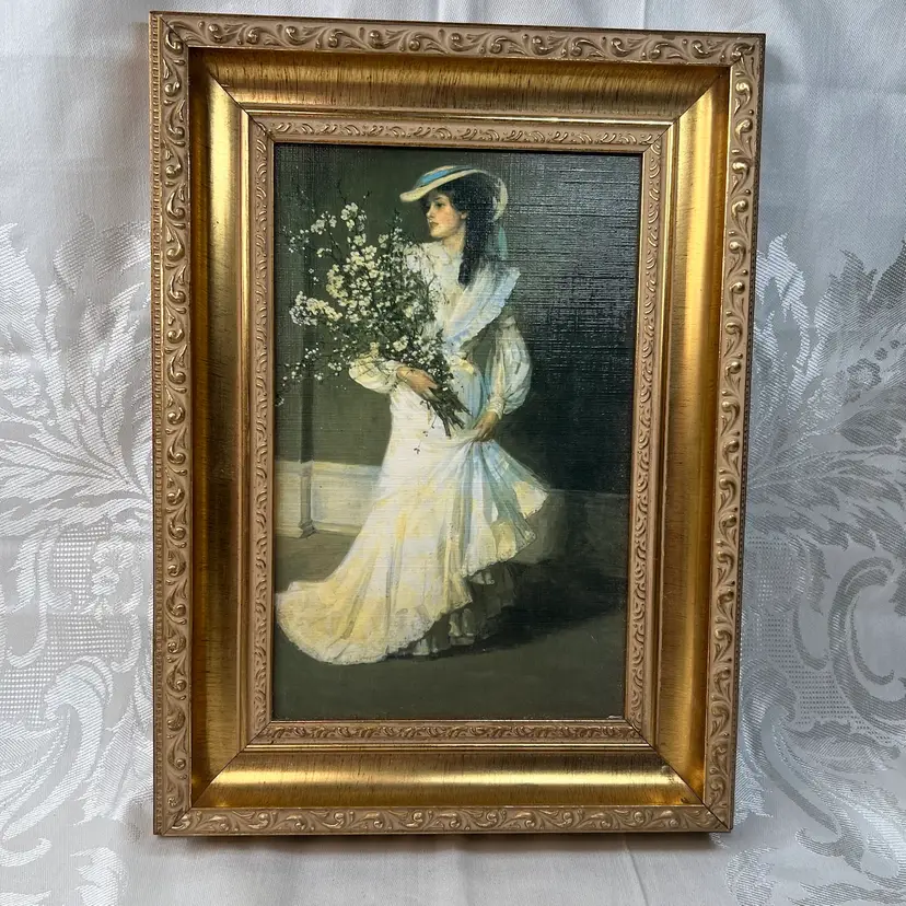 Vintage Ornate Gold Frame Sir John Lavery "Spring" Canvas Print 14" X 10"