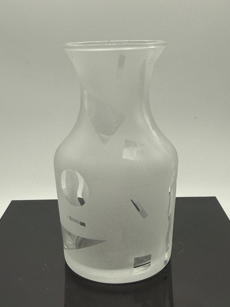 Robert McCandless Geometric Frosted Art Glass Mini Vase Signed