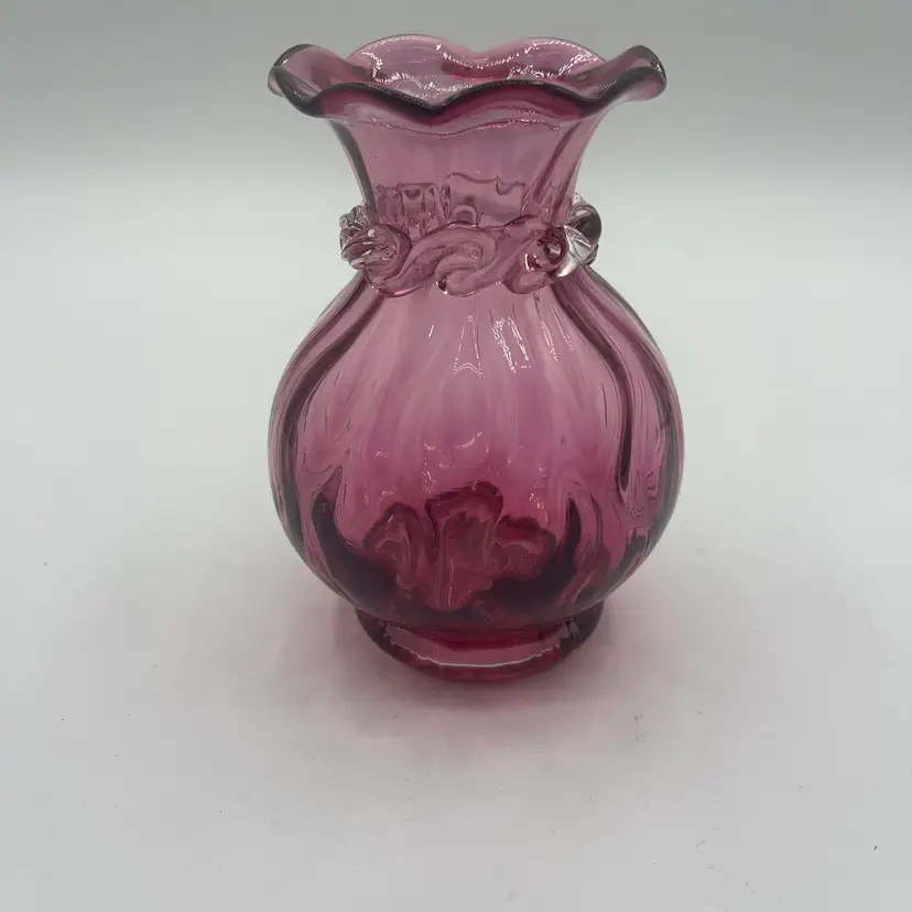 Cranberry Glass Face Made By Pilgrim 4 Inches