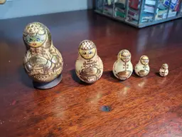 Signed Vintage Gold Matryoshka nesting dolls