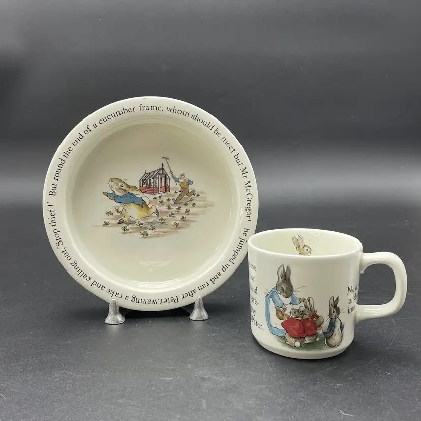 Wedgwood Peter Rabbit Child's Mug Cup Bowl Bunnies Bunny VTG Kitchen Dining