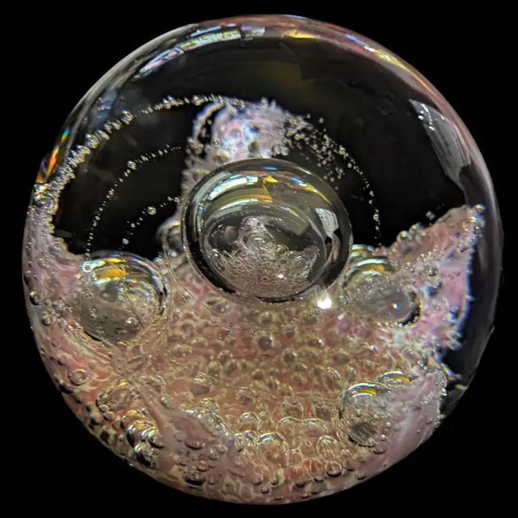 #31- Vintage Selkirk Art Glass Paperweight - Pinks  2.5"