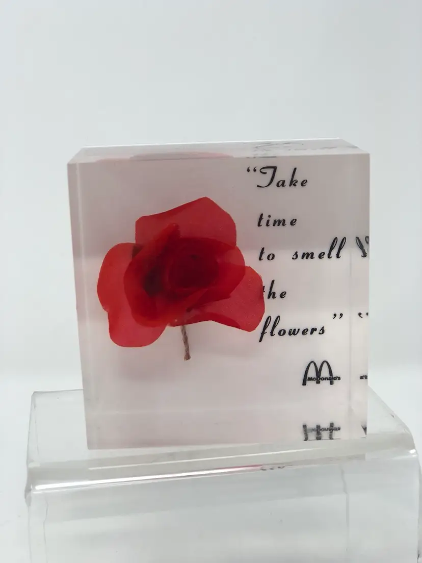 McDonalds Rose Acrylic Promotional Paperweight