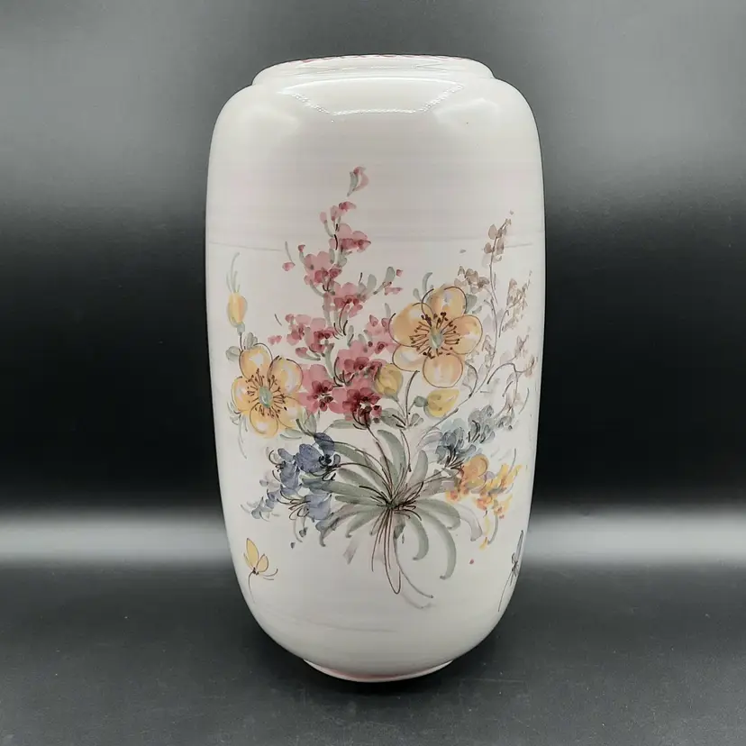Vintage Ulmer Keramik West Germany Tall Floral Butterfly Vase