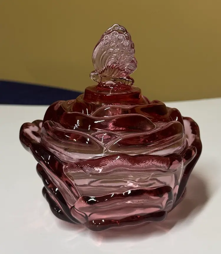 Fenton Butterfly Rose Bowl with Lid