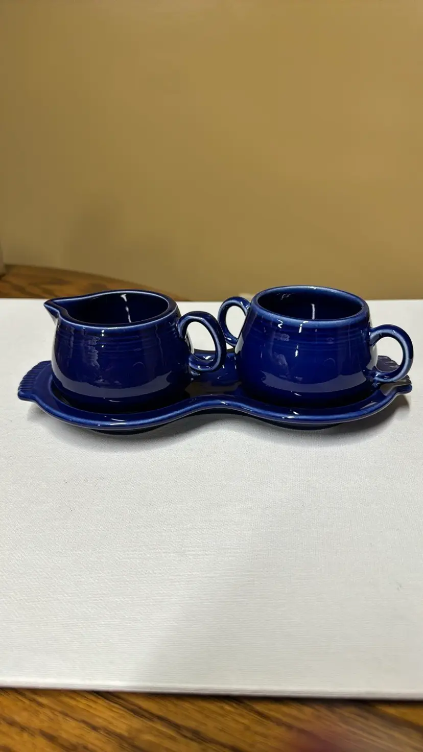 Fiesta cream and sugar with figure 8 tray twilight