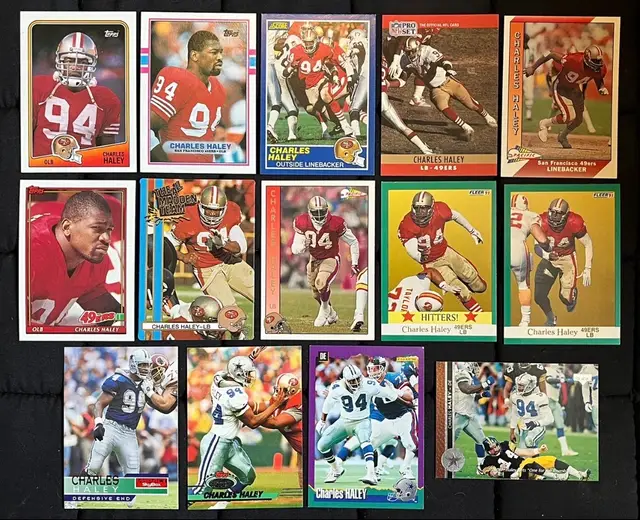 Charles Haley 14 Card Lot: 1988 Topps, 1990 Action Packed, 1988-1996, NM/M