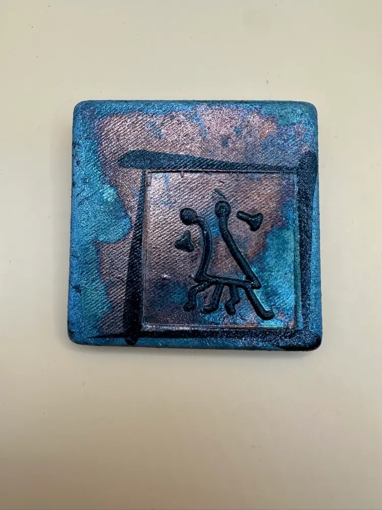 Braemar Pottery Raku Irredesint Asian Art Tiles Set of 3 Signed by Artist 3x3