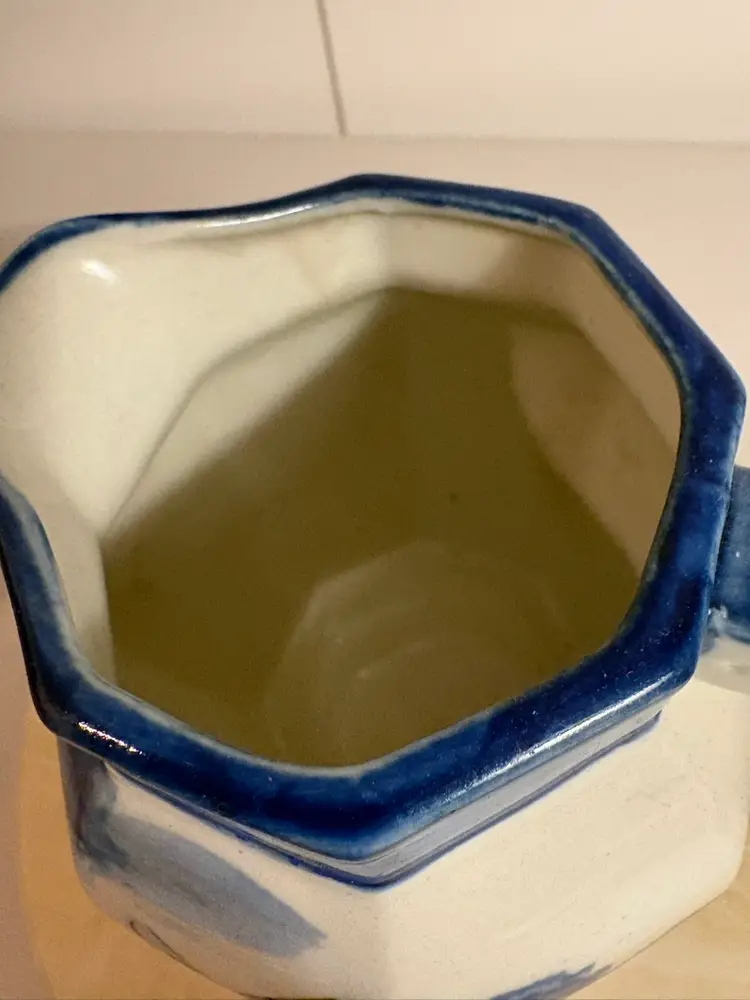 Vintage Small Pitcher/ Creamer Made in Japan Blue & White Windmill Floral