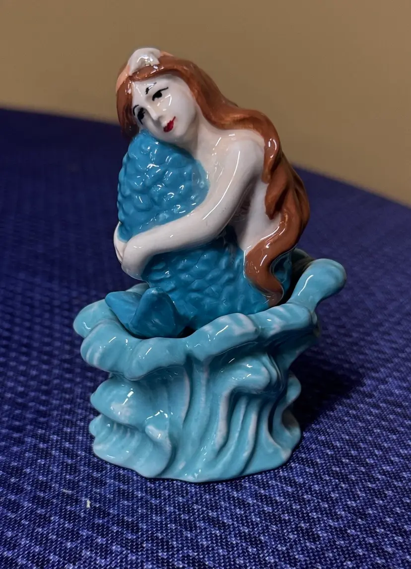 Mermaid Sitting On Wave ceramic Salt & Pepper Shaker Set