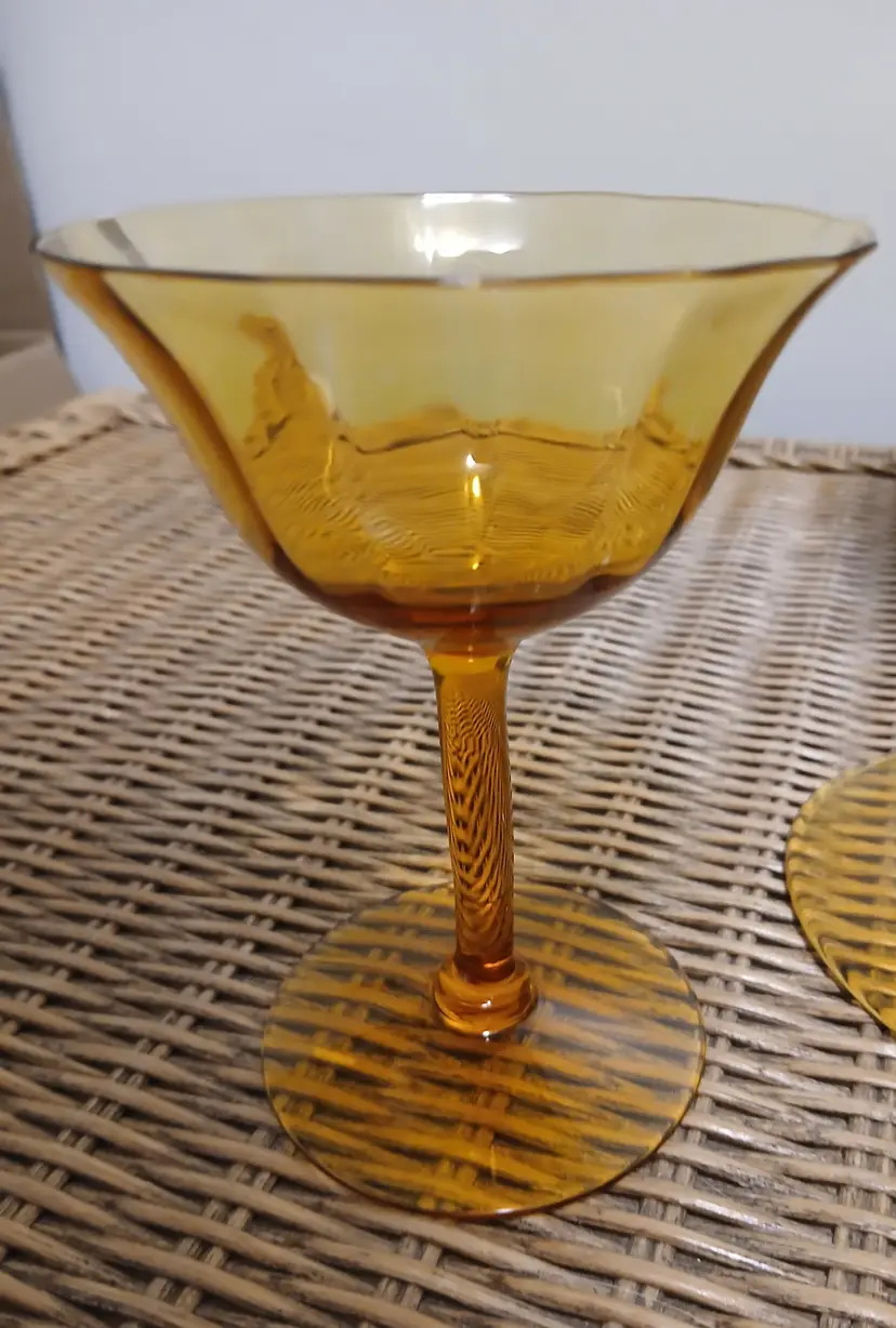 Vintage Amber Glass Champagne Coupes