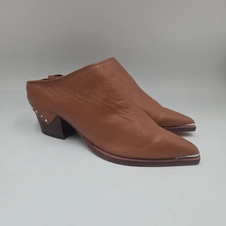 Dolce Vita Brown Leather Slip On Cowgirl Boot Mules Sukie Pointed Toe Size 7
