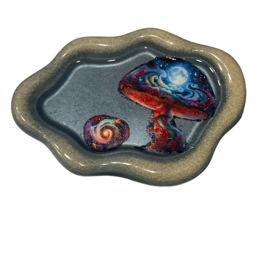 Handmade Galaxy Mushroom Resin Trinket Tray By Resindoodles studios