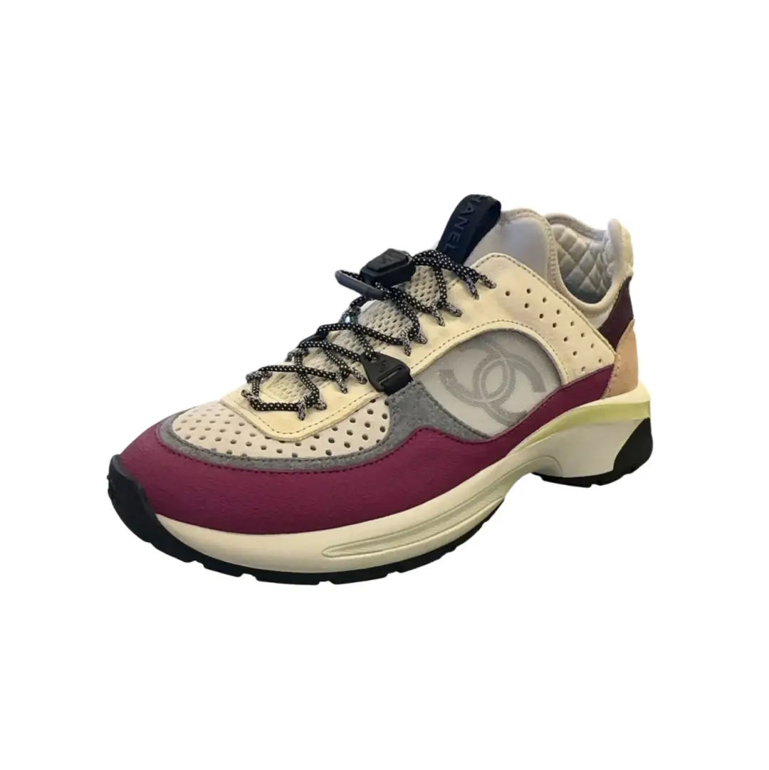Chanel Mesh Suede CC Sneakers SZ 38
