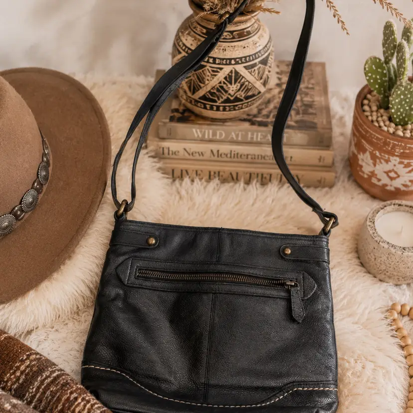 Born Genuine Leather Black Crossbody Bag Pre Loved