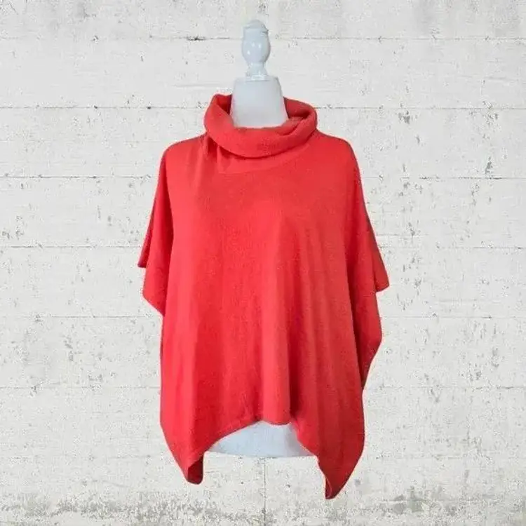 N Peal Coral 100% Cashmere Cowl Neck Poncho Womens Luxury Sweater One Size