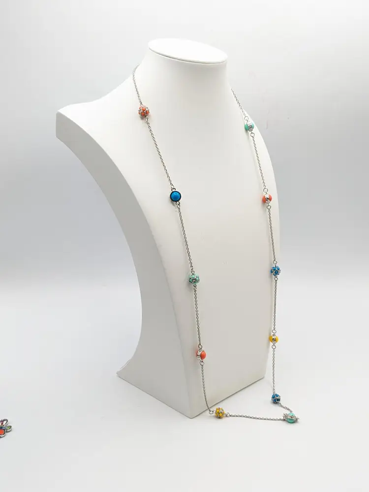 Lia Sophia Confectionary Necklace Beaded Silver Tone