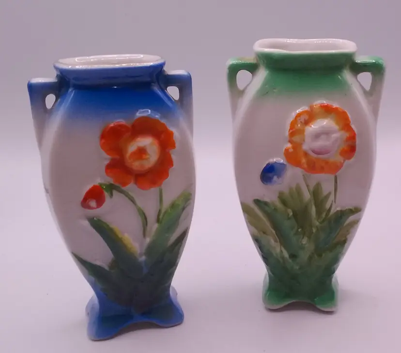 pair of Miniature Art Deco Porcelain Vase occupied Japan