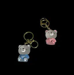 Set Of 2 Bear Keychains/ Bag Clips. Pink Bear & Blue Bear 🐻 They GLOW!!!
