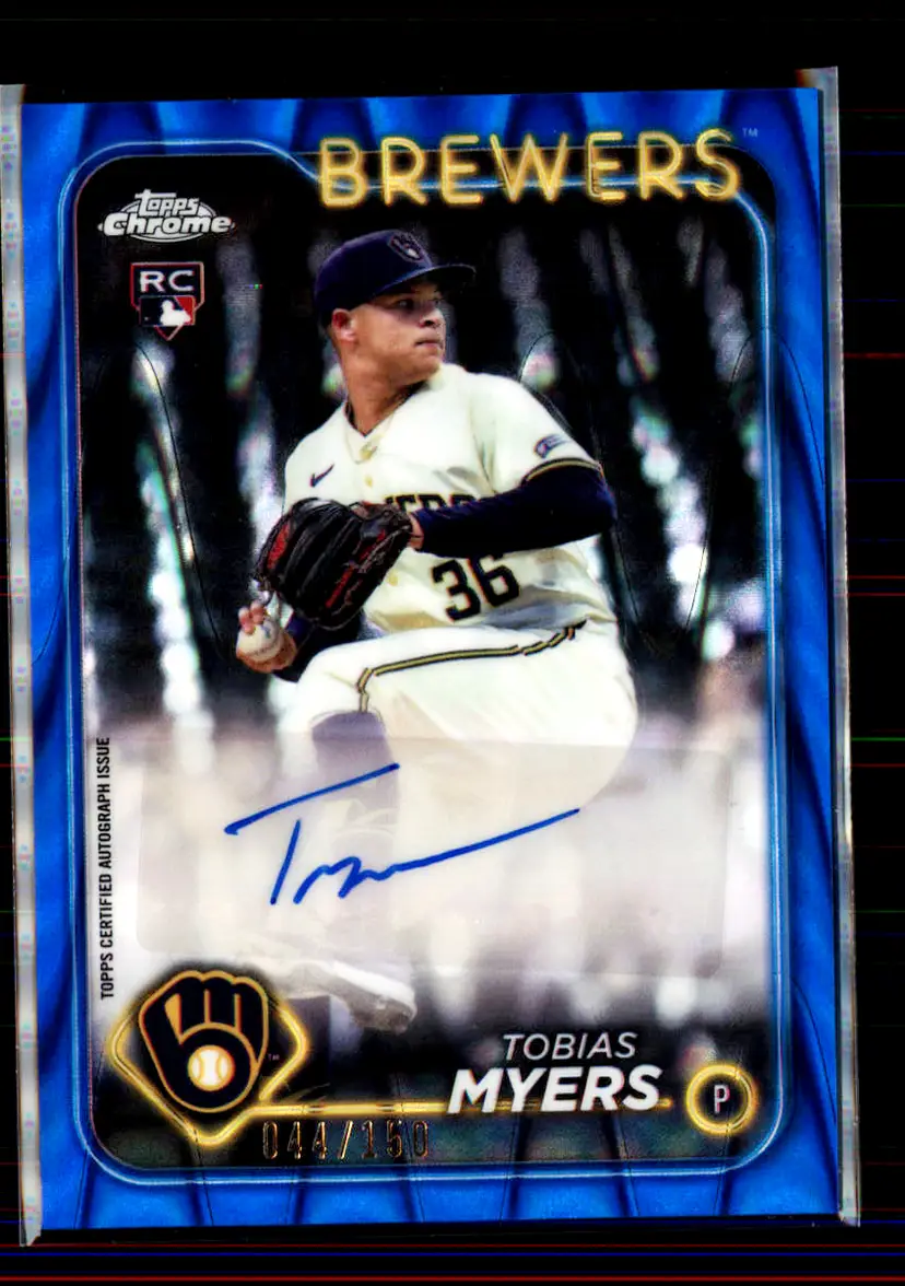 Tobias Myers #/150 2024 Topps Chrome Update Blue RayWave Refractor #AC-TM - (2) - Milwaukee Brewers