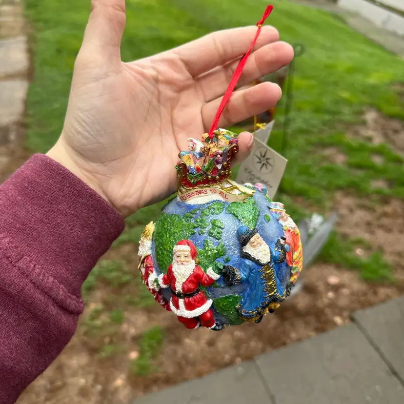 Christopher Radko Santas Around The World Sleigh Xmas Ornament New With Defects