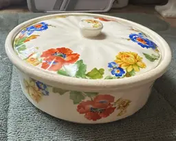 HARKER HOTOVEN CHINAWARE POTTERY FLORAL LIDDED CASSEROLE