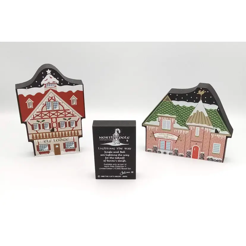 Cat's Meow North Pole Collection II Elf Lodge, Workshop, Children 1998 Christmas