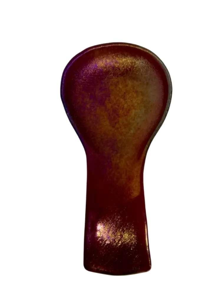 Large Modern Spoon Rest Red/Purple Fuchsia & Gold Diithroic
9-3/8” x 4-1/2”