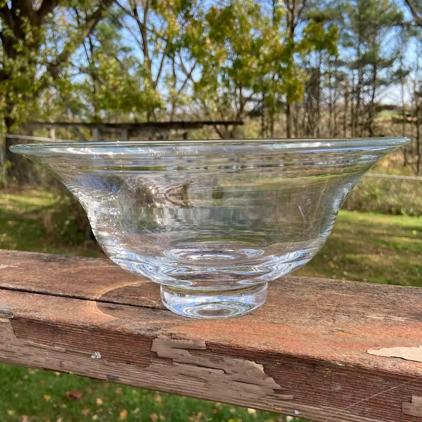 Simon Pearce Hand-Blown Glass Bowl. Medium Size. Etched Simon Pearce. 9.25”w.