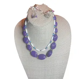 #26 - Brighton Blooming Heart Charm Bracelet And Purple And White Vintage Lot