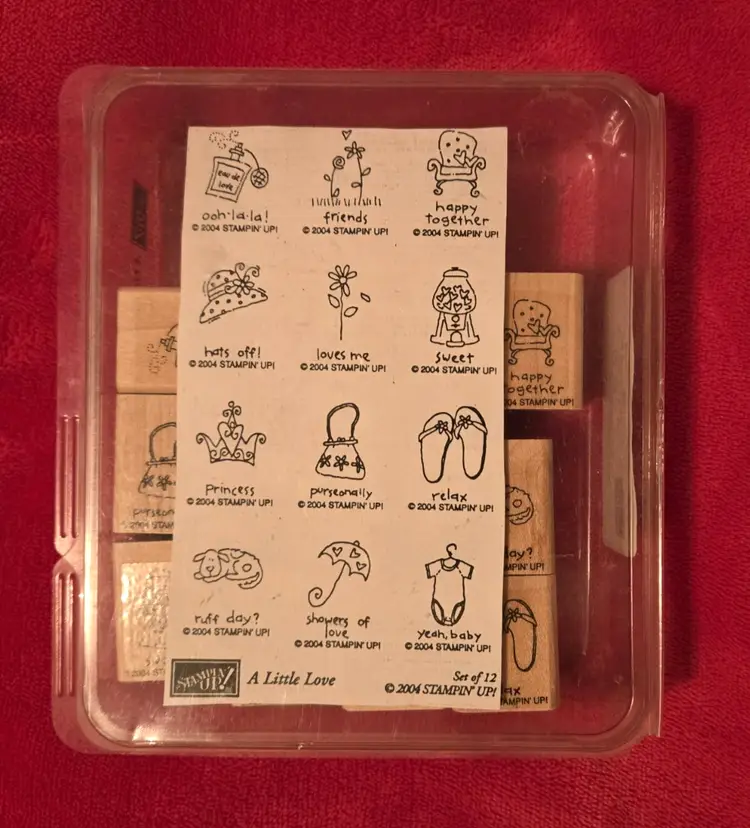 Stampin-Up A Little Love Set ~2004 ~12 Wood Mounted Rubber Stamps Vintage