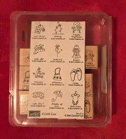 Stampin-Up A Little Love Set ~2004 ~12 Wood Mounted Rubber Stamps Vintage