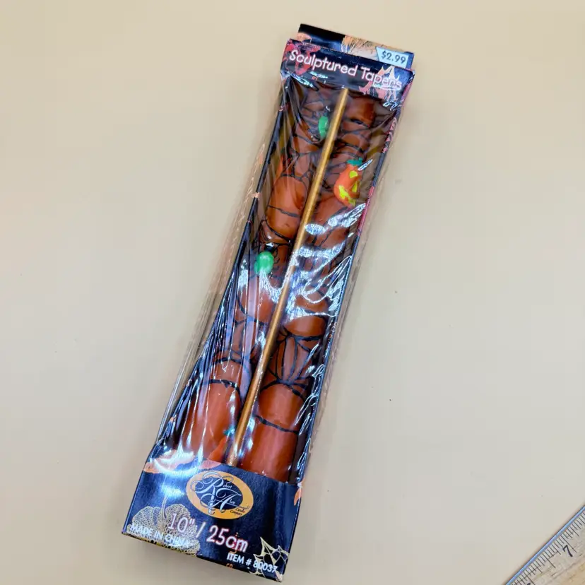 NIB Orange Tapered Candlesticks 🕷️ Web And Jack O Lantern Pair 10”
