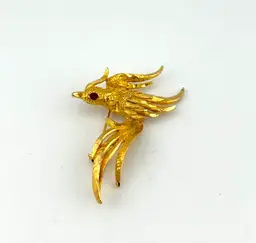 Vintage Signed Mamselle Gold Tone Bird Brooch 2.5”x 2”