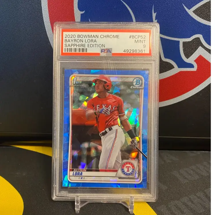 2020 Bowman Chrome Sapphire Bayron Lora PSA 9 Texas Rangers
