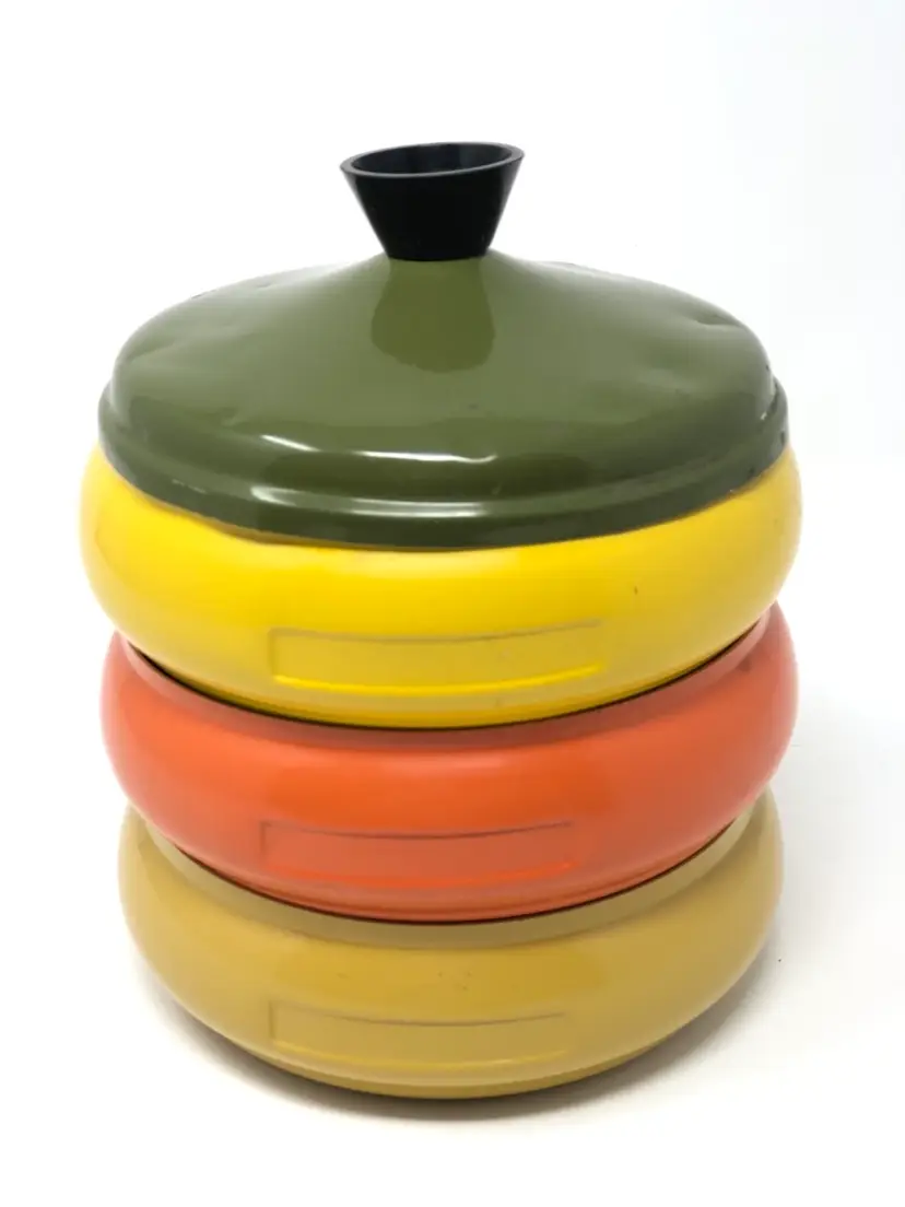Vintage Tin Stacking Picnic Snack Set