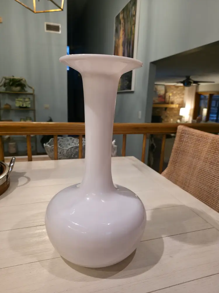 Vintage Danish Opaline Glass Vase Kastrup Denmark 15” Mid Century Modern