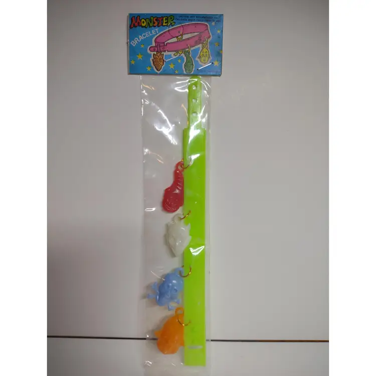 Monster Charm Bracelet Ghost Skull Devil Goblin Plastic Charms NOS Creepy Halloween Horror