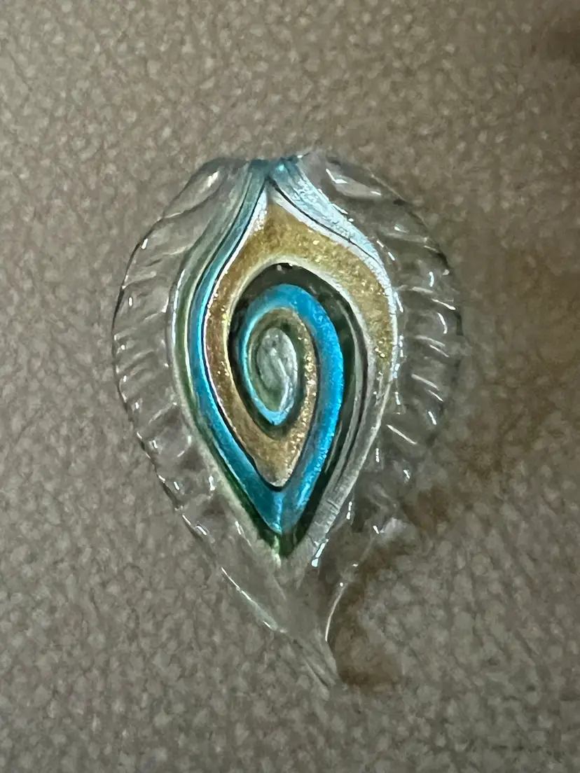 Stunning Handmade Dichroic Art Glass Leaf Pendant