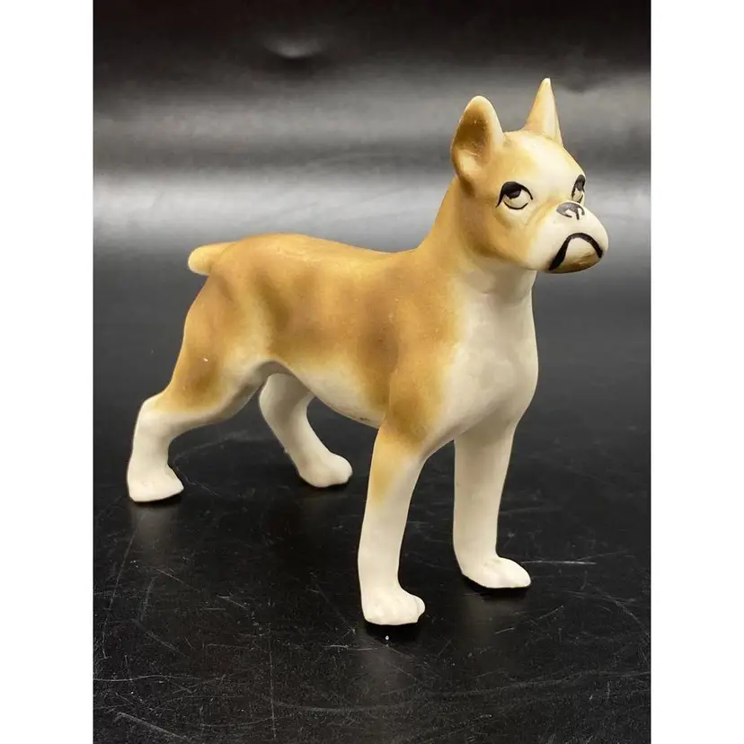 Vintage Bisque Porcelain Boxer Dog Figurine