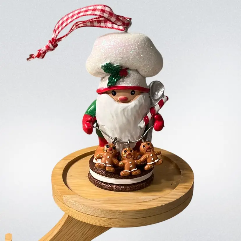 Chef Santa Gingerbread Ornament On Cookie | 3.25”